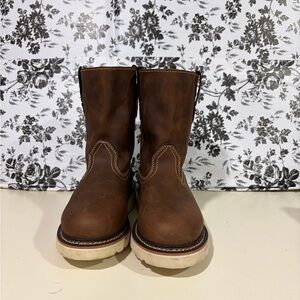 Kids Thorogood Pull-On Work Boots Brown Wedge Sole Leather Excellent Condition